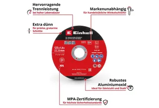 Trennscheiben Original Einhell 5-tlg. Dünntrennscheiben-Set für Metall, Ø 125 mm (1, (5-tlg), Original Einhell 5-tlg. Dünntrennscheiben-Set für Metall, Ø 125 mm (1 by Einhell – product image 2 of 2