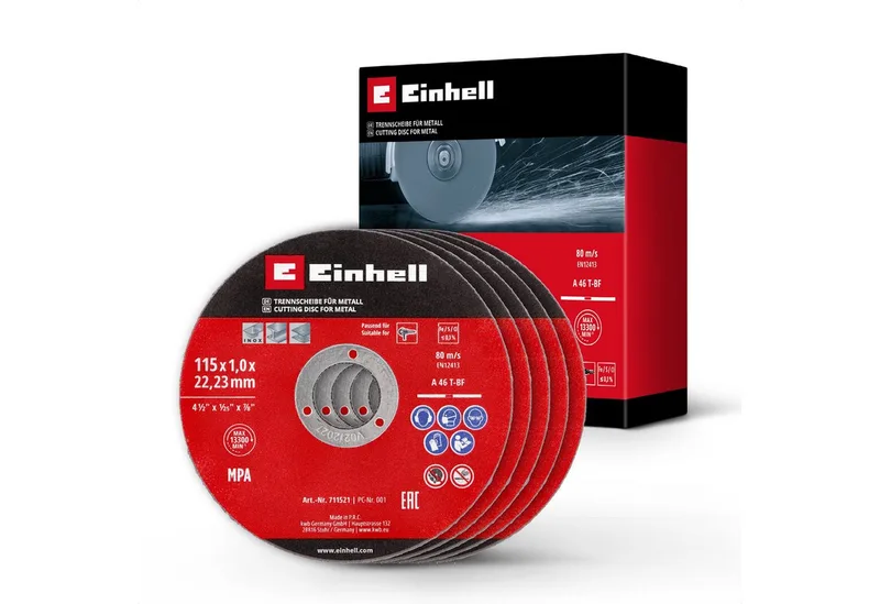 Trennscheiben Original Einhell 5-tlg. Dünntrennscheiben-Set für Metall, Ø 115 mm (1, (5-tlg), Original Einhell 5-tlg. Dünntrennscheiben-Set für Metall, Ø 115 mm (1 by Einhell – product image 1 of 2