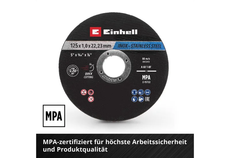 Trennscheiben Original Einhell Trennscheiben Metall, 10-tlg., Ø 125 mm in Dose (Schn, (711442-tlg), Original Einhell Trennscheiben Metall, 10-tlg., Ø 125 mm in Dose (Schn von Einhell – Produktbild 4 von 5