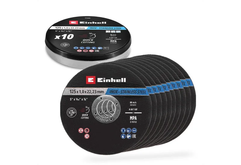 Trennscheiben Original Einhell Trennscheiben Metall, 10-tlg., Ø 125 mm in Dose (Schn, (711442-tlg), Original Einhell Trennscheiben Metall, 10-tlg., Ø 125 mm in Dose (Schn von Einhell – Produktbild 1 von 5