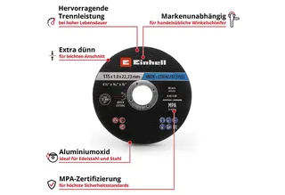 Trennscheiben Original Einhell Trennscheiben Metall, 10-tlg., Ø 115 mm in Dose (Schn, (711525-tlg), Original Einhell Trennscheiben Metall, 10-tlg., Ø 115 mm in Dose (Schn von Einhell – Produktbild 2 von 5