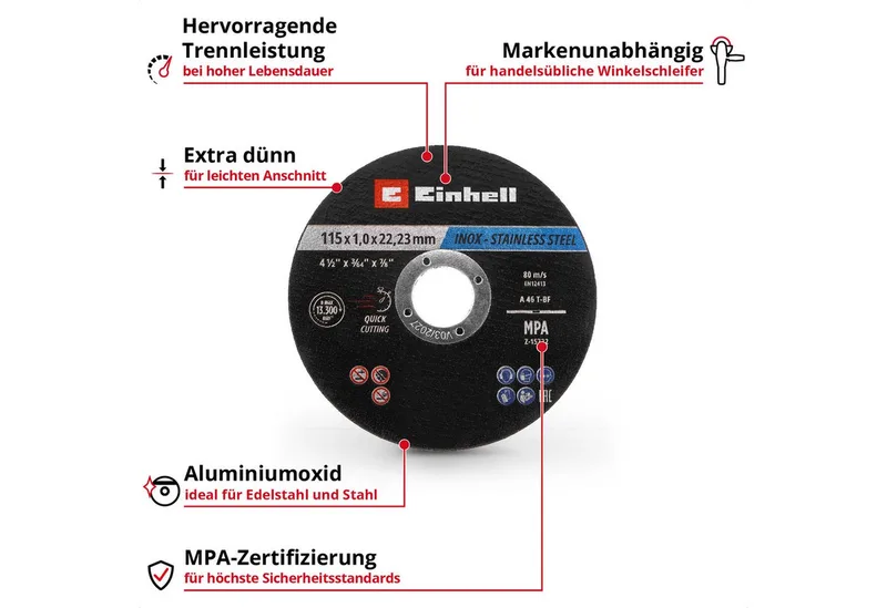 Trennscheiben Original Einhell Trennscheiben Metall, 10-tlg., Ø 115 mm in Dose (Schn, (711525-tlg), Original Einhell Trennscheiben Metall, 10-tlg., Ø 115 mm in Dose (Schn von Einhell – Produktbild 2 von 5