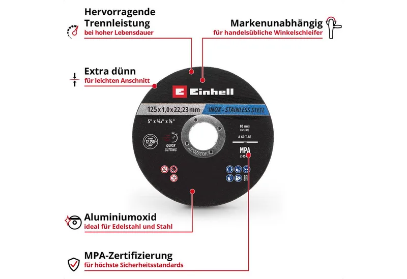 Trennscheiben Original Einhell Trennscheiben Metall, 10-tlg., Ø 125 mm in Dose (Schn, (711442-tlg), Original Einhell Trennscheiben Metall, 10-tlg., Ø 125 mm in Dose (Schn von Einhell – Produktbild 2 von 5
