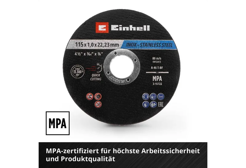 Trennscheiben Original Einhell Trennscheiben Metall, 10-tlg., Ø 115 mm in Dose (Schn, (711525-tlg), Original Einhell Trennscheiben Metall, 10-tlg., Ø 115 mm in Dose (Schn von Einhell – Produktbild 4 von 5