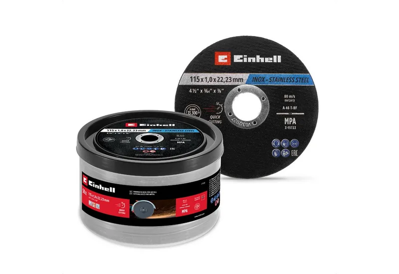 Trennscheiben Original Einhell Trennscheiben Metall, 50-tlg., Ø 115 mm in Dose (Schn, (711526-tlg), Das 50-teilige Trennscheibenset Metall von Original Einhell in der Ø 1 by Einhell – product image 1 of 5