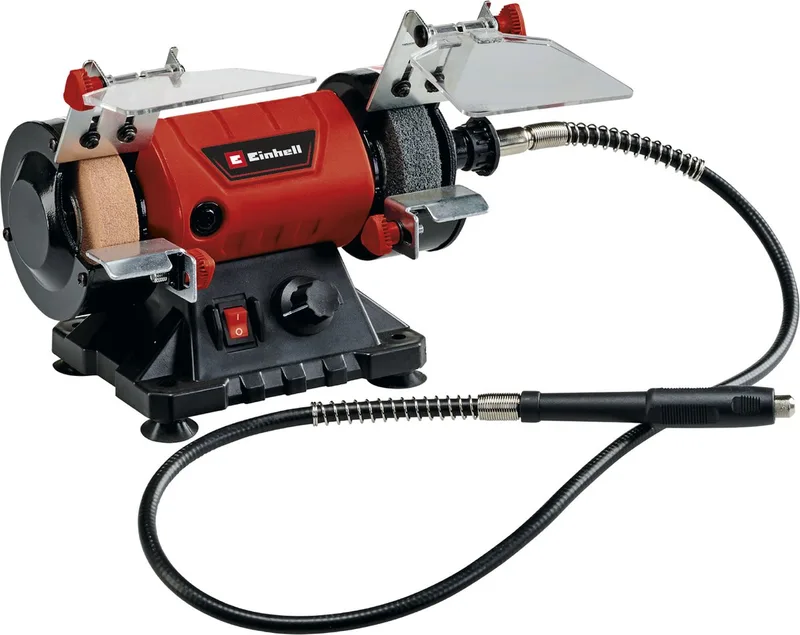 Werkbankslijpmachine/Multitool TC-XG 75 Kit - 120 W - 0-9.900 t/min - Ø75x10x20 mm - Incl. 1x Slijpsteen (K120), 1x Polijstschijf (K400), Flexibele as en Accessoireset fra Einhell – produktbillede