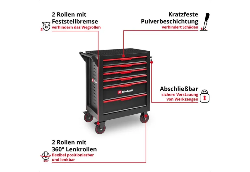 Werkstattwagen Original Einhell Werkstattwagen leer (6 Schubladen, Interlock-System, 6 Schubladen, Interlock-System, kugelgelagerte Führungsschienen by Einhell – product image 2 of 5