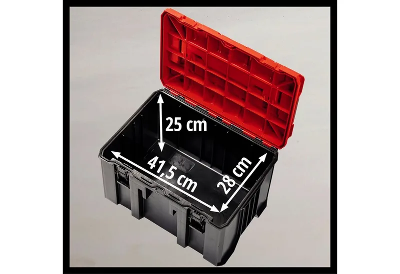 Werkzeugkoffer E-Case M, für universelle Aufbewahrung von Werkzeug und Zubehör de Einhell, Rouge, Noir – image du produit 3 sur 5