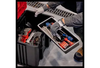 Werkzeugkoffer E-Case M, für universelle Aufbewahrung von Werkzeug und Zubehör de Einhell, Rouge, Noir – image du produit 5 sur 5