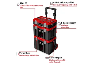 Werkzeugkoffer E-Case Rolling Workshop SEALED by Einhell, Red, Black – product image 2 of 5