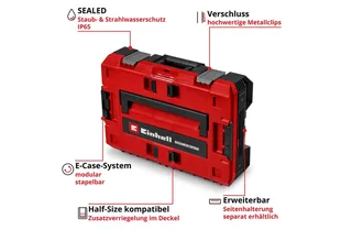 Werkzeugkoffer E-Case S-F SEALED van Einhell, Rood, Zwart – productafbeelding 3 van 5