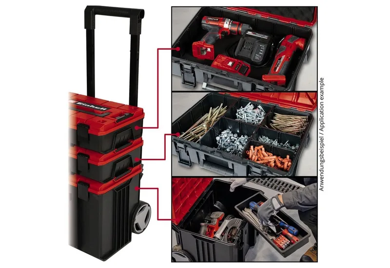 Werkzeugkoffer Systemkoffer E-Case Tower, inkl. Koffer für universelle Aufbewahrung von Werkzeug und Zubehör by Einhell, Red, Black – product image 5 of 5