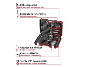 Werkzeugset, (233-tlg), Einhell Werkzeugkoffer 233-tlg. (Umschaltknarren, Gabel-Ringschlüssel von Einhell, Schwarz – Produktbild 5 von 5
