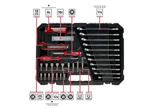Werkzeugset, (233-tlg), Einhell Werkzeugkoffer 233-tlg. (Umschaltknarren, Gabel-Ringschlüssel von Einhell, Schwarz – Produktbild 3 von 5