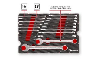 Werkzeugset Original Einhell Pad Gabelringschlüssel 19-tlg. (12-Kant-Profil, Chrom, (19-tlg), Original Einhell Pad Gabelringschlüssel 19-tlg. (12-Kant-Profil, Chrom by Einhell, Black – product image 3 of 5