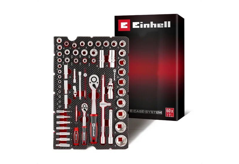 Werkzeugset Original Einhell Pad Stecknüsse und Ratschen 60-tlg. (Umschaltknarren, (60-tlg), Original Einhell Pad Stecknüsse und Ratschen 60-tlg. (Umschaltknarren by Einhell, Black – product image 1 of 5