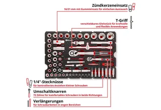 Werkzeugset Original Einhell Pad Stecknüsse und Ratschen 60-tlg. (Umschaltknarren, (60-tlg), Original Einhell Pad Stecknüsse und Ratschen 60-tlg. (Umschaltknarren by Einhell, Black – product image 4 of 5