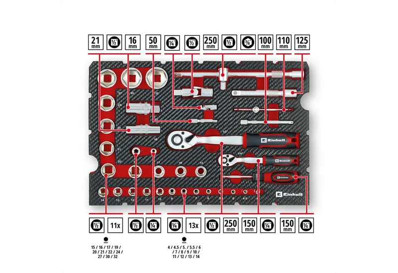 Werkzeugset Original Einhell Werkzeugkoffer Mechanik E-Case 201-tlg. (Allrounder, (201-tlg), Original Einhell Werkzeugkoffer Mechanik E-Case 201-tlg. (Allrounder by Einhell, Red – product image 3 of 5