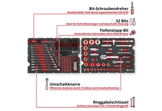 Werkzeugset Original Einhell Werkzeugkoffer Mechanik E-Case 201-tlg. (Allrounder, (201-tlg), Original Einhell Werkzeugkoffer Mechanik E-Case 201-tlg. (Allrounder by Einhell, Red – product image 5 of 5