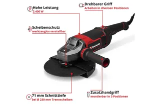 Winkelschleifer Professional TP-AG 230/2400 de Einhell, Rouge, Noir – image du produit 2 sur 5