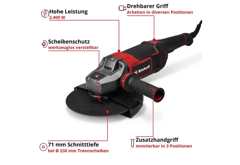 Winkelschleifer Professional TP-AG 230/2400 de Einhell, Rouge, Noir – image du produit 2 sur 5