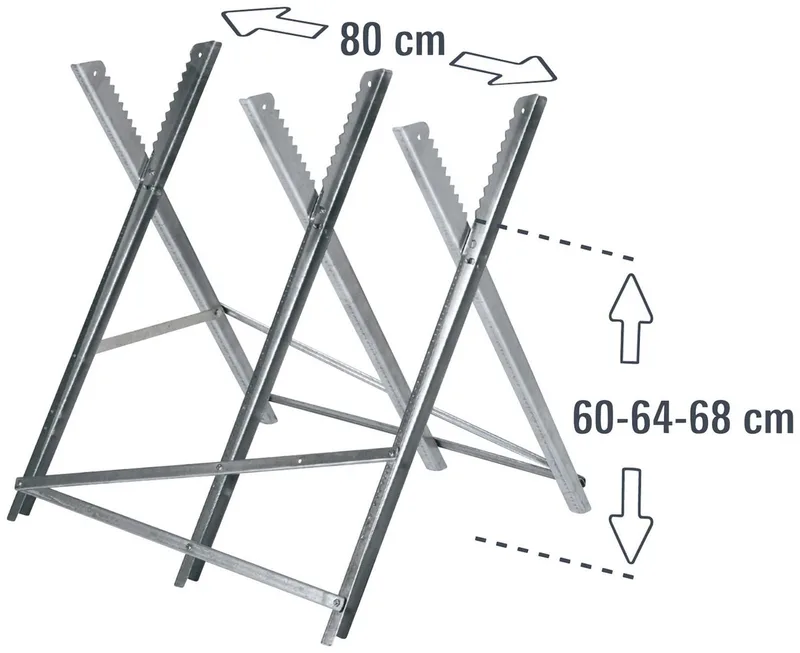 Zaagbok - Max. belasting: 150 kg - Lengte: ca. 80 cm - Inklapbaar - Max. diameter houtblokken: Ø30 cm - 3 werkhoogtes: 60, 64 en 68 cm de Einhell – image du produit 5 sur 5