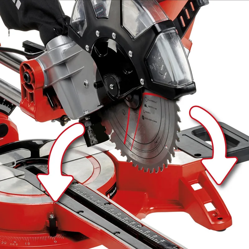 TC-SM 2534/1 Dual Afkort-, kap- en verstekzaag 2100 W 250 mm van Einhell, Rood, Zwart – productafbeelding 5 van 5