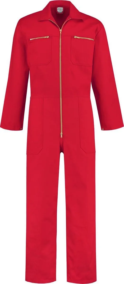 Overall 100% katoen met rits rood van EM Workwear, Rood, 58 – productafbeelding