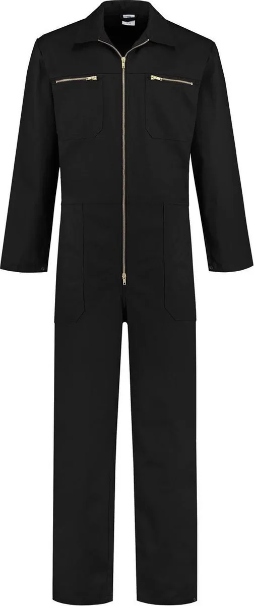 Overall 100% katoen met rits zwart fra EM Workwear, Sort, 48 – produktbillede