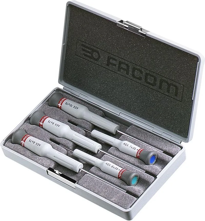 Doos met 5 Micro-Tech® schroevendraaiers voor Torx® schroeven - AEX.J1 van Facom, Kleurloos – productafbeelding