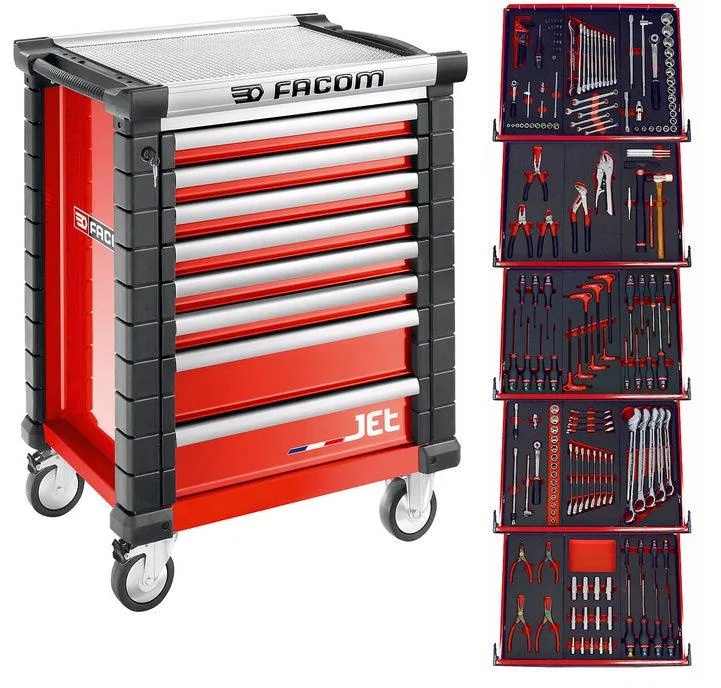 Gereedschapswagen 8 laden, met 5 gevulde laden (FOAM MODULES) - Rood - JETCMM175BNL von Facom – Produktbild