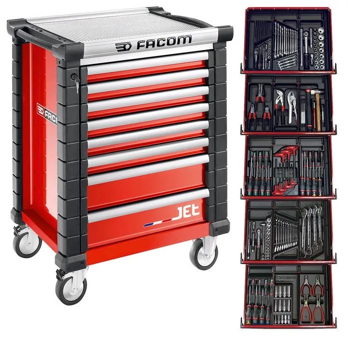 Gereedschapswagen 8 laden, met 5 gevulde laden - Rood - JETCM175BNL von Facom – Produktbild