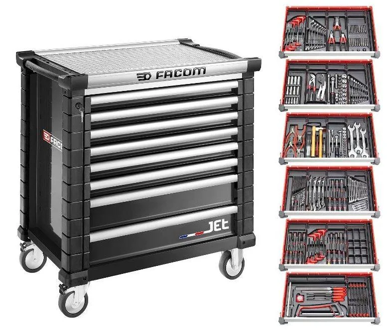 Gereedschapswagen 8 laden, met 6 gevulde laden - Zwart - JETCM215GBNL de Facom – image du produit