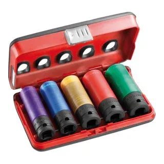 IMPACT-Steckschlüssel, extra verstärkte Beschichtung, Antriebe Innenvierkant 1/2" lang Abtriebe Sechskant-Profil Detection-Box, 3-tlg. von Facom – Produktbild