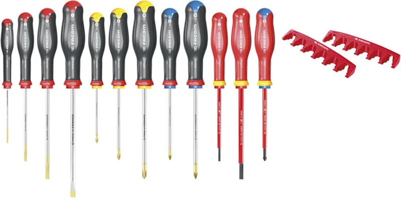 Set van 12 schroevendraaiers + 2 houders- AT.J12R1PB by Facom, Kleurloos – product image