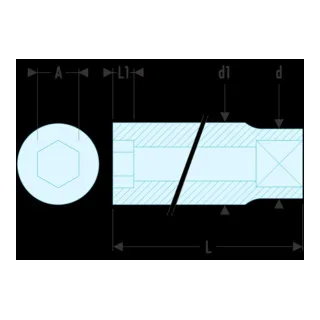 Steckschlüssel 1/4" 6-Kant lang 6mm de Facom – image du produit