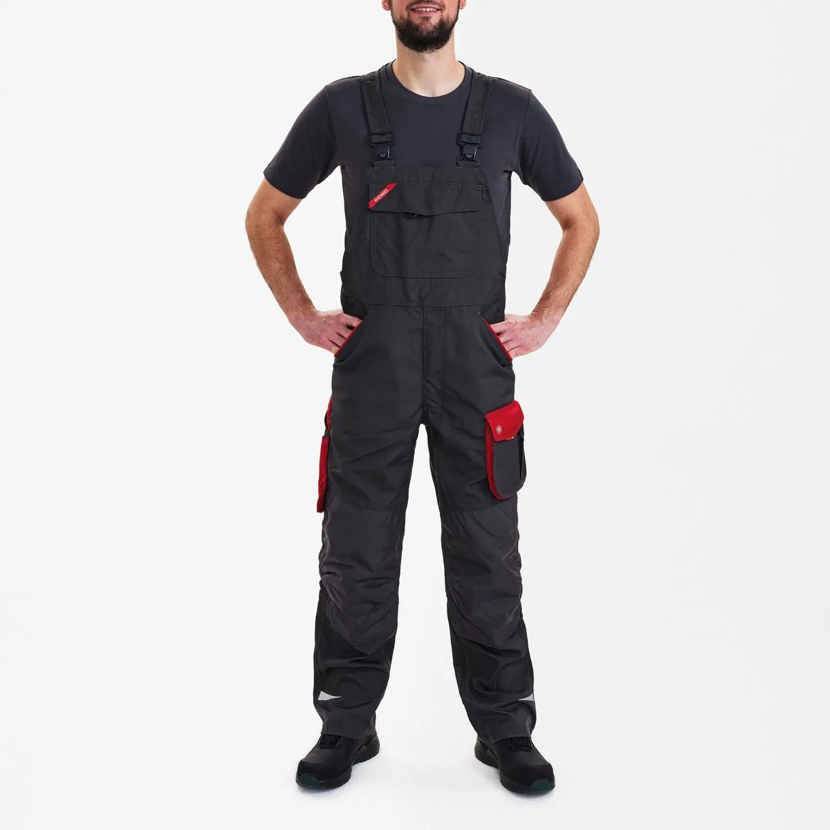 Galaxy Amerikaanse overall 3810-254 - Anthracite Grey / Tomato Red van FE Engel, Anthracite Grey, Tomato Red, 48 – productafbeelding