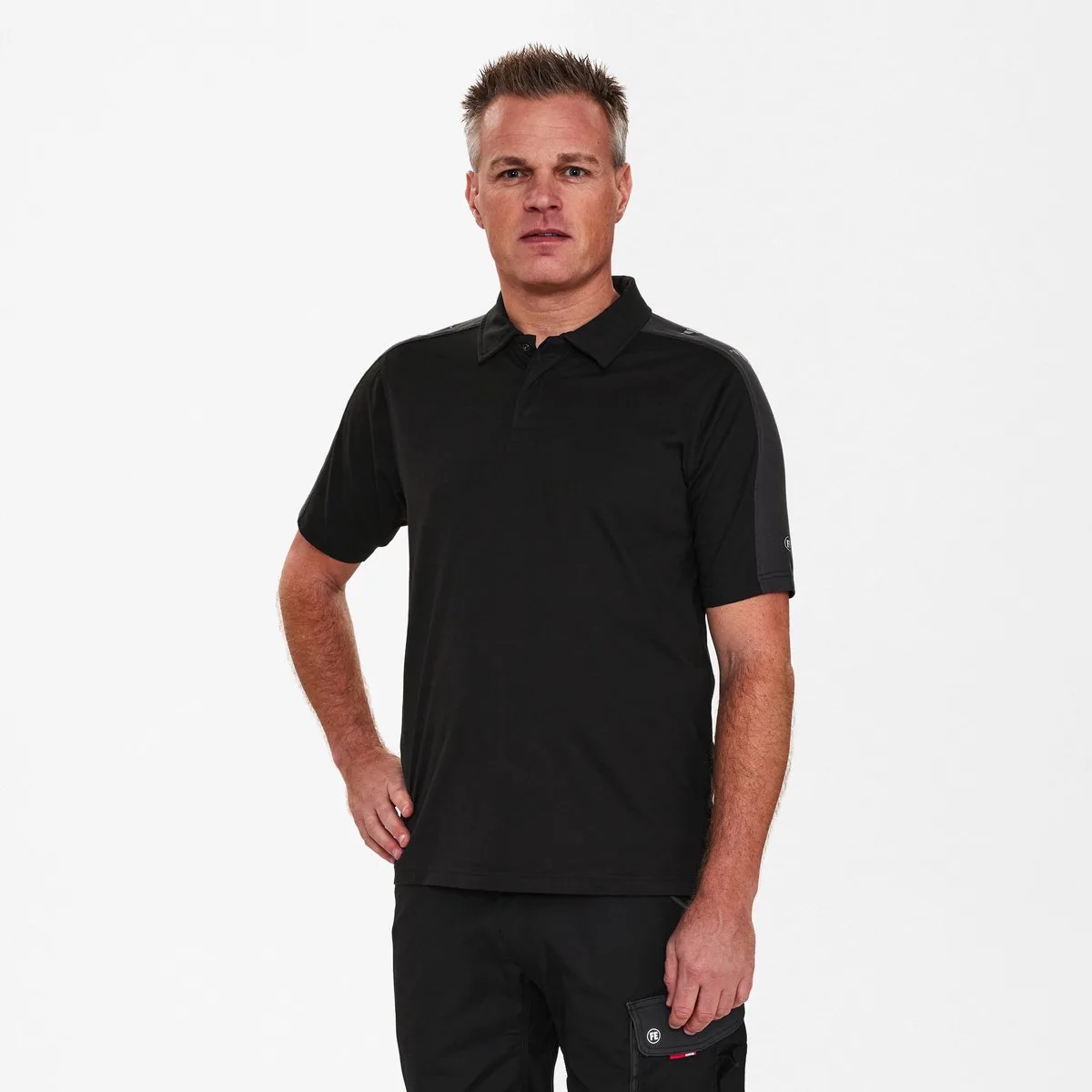 Galaxy polo 9811-141 - Black / Anthracite Grey van FE Engel, Zwart, Anthracite Grey, XXL – productafbeelding