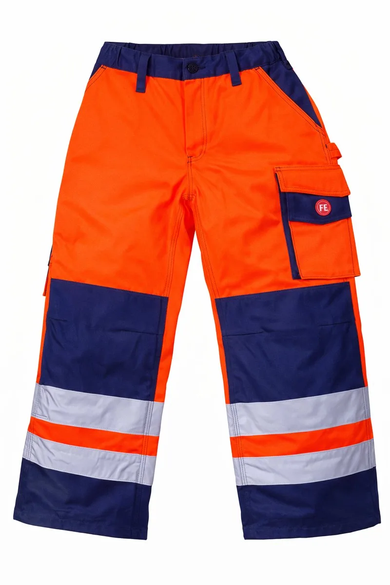 Werkbroek Heren – Fristads FE Engel High Visibility Werkbroek Oranje/Blauw – Reflecterend Veiligheidsbroek EN ISO 20471 de FE Engel, Orange, 40 – image du produit
