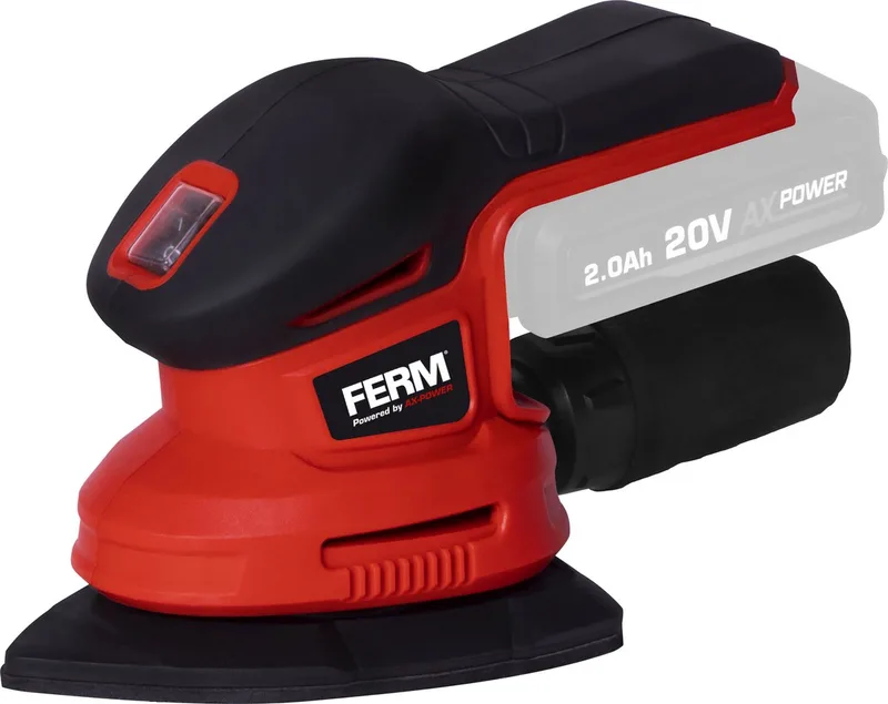 AX-POWER - PSM1031 - Accu schuurmachine - 20V - 145x100mm schuurzool - Stofzak - Zonder Accu en lader - Met - 5 schuurvellen - en - Stofzak -Snoerloos - Deltaschuurmachine - Handpalmschuurmachine - Detailschuurmachine by Ferm – product image