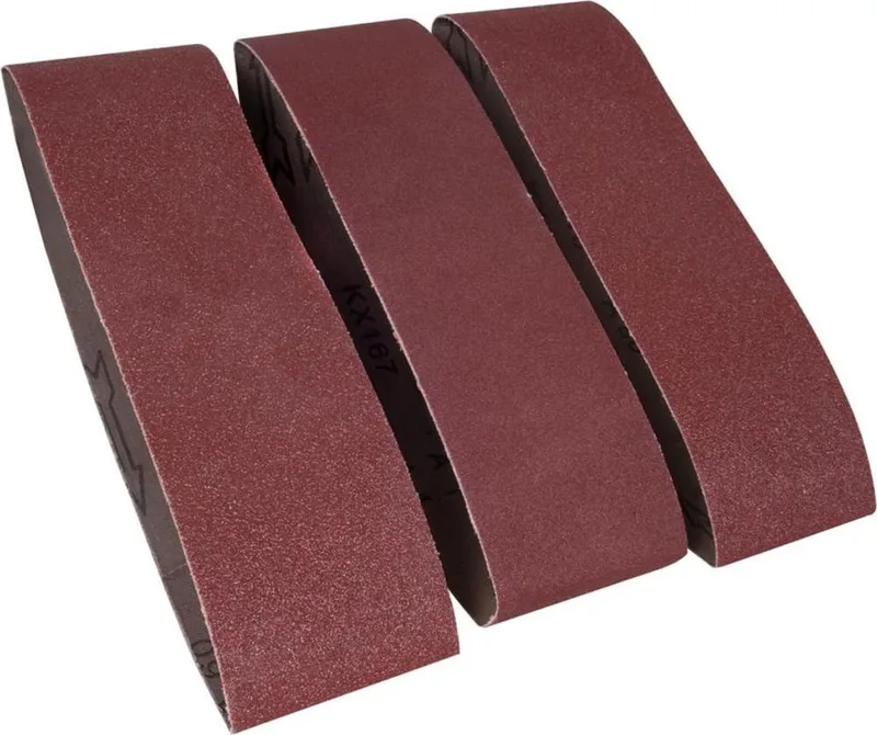 BSA1013 - Schuurbanden - 533x75mm - Set - Bestaande uit: - 1xK60 - 1xK80 - 1xK120 - Universeel - Geschikt - Voor - bandschuurmachine - Zeer geschikt voor - BSM1024 - Bandschuurmachine - 75x533mm de Ferm – image du produit