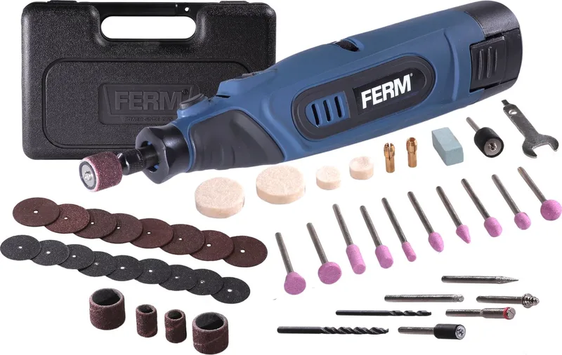 CTM1016 - Accu Combitool - Roterende Multitool - 12V - 1.5Ah - Li-Ion - Variabele snelheid - Inclusief - 45 Accessoires - Spansleutel - Spantangen - Oplader - Opbergkoffer van Ferm – productafbeelding