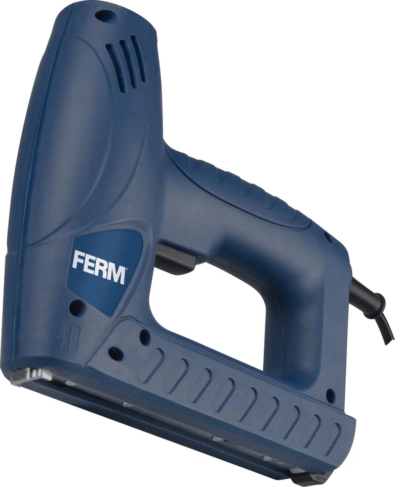 ETM1004 - Elektrische Tacker - Nietmachine – Slagkrachtregeling – 20/min werksnelheid - Ergonomisch design - 0ptimaal comfort - Controle - Inclusief - 400 Nietjes - 100 Spijkers de Ferm – image du produit