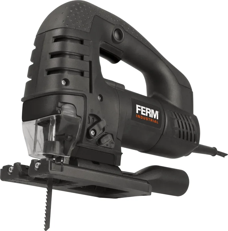 Industrial - JSM1025P - Decoupeerzaag - 750W - 3 Pendelstanden - Snelheid: - 600-2800/min - Snelwisselsysteem - Stofblaas functie - Afneembare antikras voet - T-opname - Lock-on schakelaar - 4m kabel - Koffer - Zaagblad - Zijgeleider - Adapter van Ferm – productafbeelding