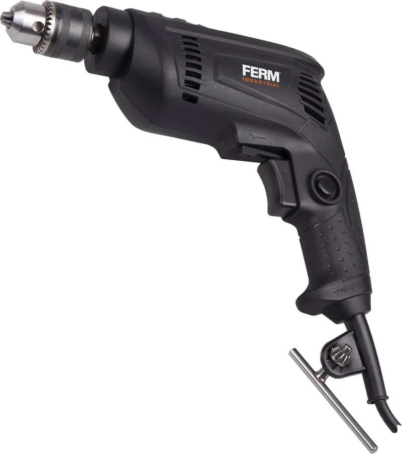 Industrial – PDM1048P - Boormachine – 450W – 10MM – Metalen - kransboorkop - Variabele snelheid - Lock-on schakelaar - 3 meter rubber kabel - Compact - Professioneel - Elektrische boormachine - Boren - Schroeven van Ferm – productafbeelding