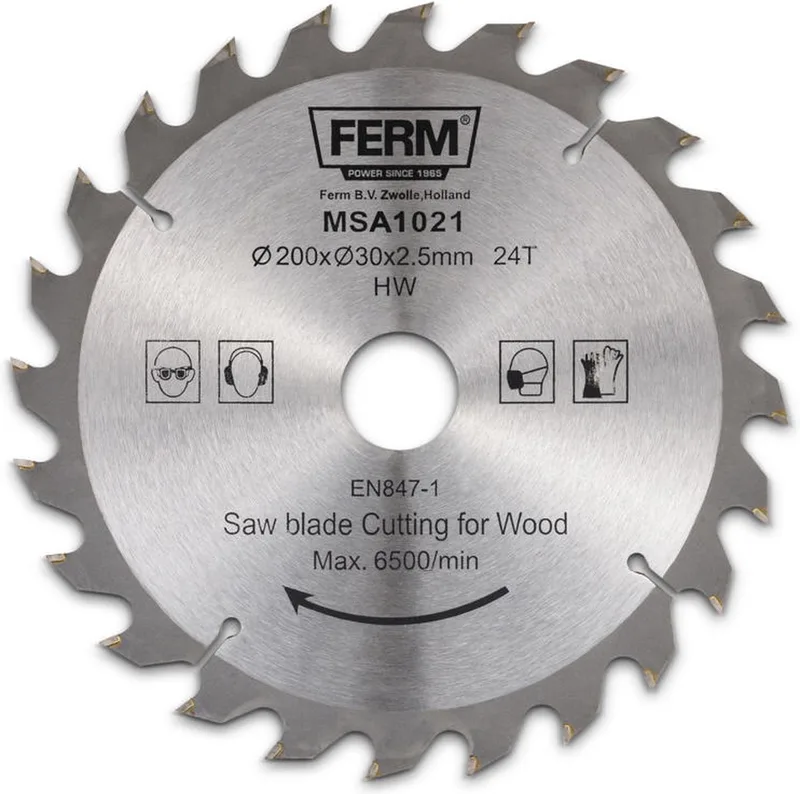 MSA1021 - Zaagblad - 200x30/16mm - T24 - TCT tanden - Diameter: - 200mm - Asgat: - 30mm - 16mm - Universeel - Voor het zagen van - Hout - Zeer geschikt voor - TSM1036 - Zaagtafel de Ferm – image du produit