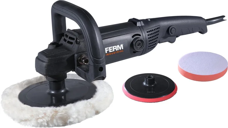Polijstmachine - set - Haakse poetsmachine - 180mm - 1400 Watt - met - constante snelheid - met set - Polijstschijven - en - schuurpapier set - AGM1120P_S de Ferm – image du produit