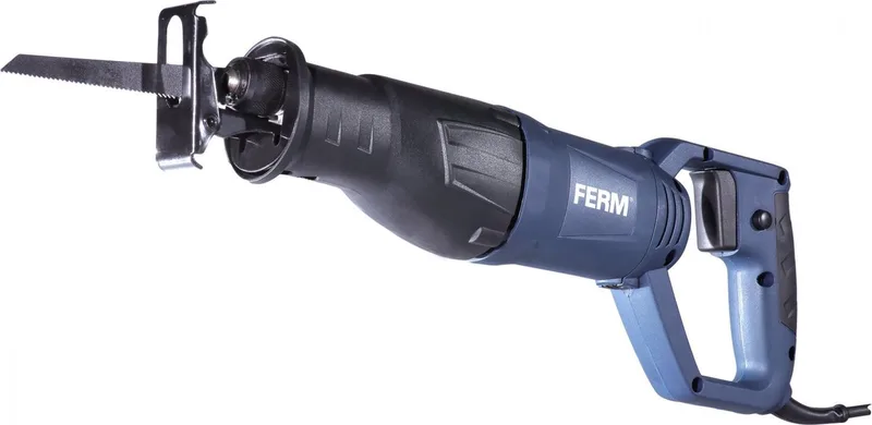 RSM1019 - Reciprozaag - 710W - 0-2800 slagen/min. - 20mm slag - Snel wissel systeem - D-handgreep - Lock-on schakelaar - 3m kabel - Soft grip - Inclusief - 130mm houtzaagblad - en - 82mm metaalzaagblad - Alles zaagmachine - Reciprocating saw fra Ferm – produktbillede