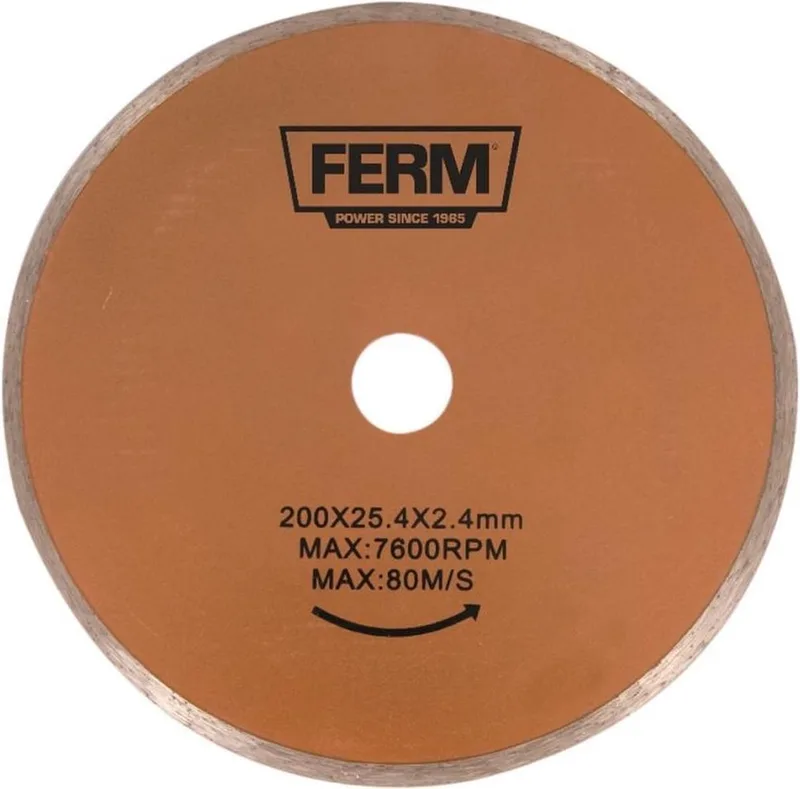 TCA1006 - Tegelzaagblad 200mm - Diamant zaagblad - Diameter - 200mm - Asgat - 25,4mm - Dikte 2,4mm - Universeel - Voor - Tegelzaagmachines - Zeer - geschikt - voor - TCM1011 - Tegelsnijmachine - Doorslijpschijf - Diamantschijf - 20cm van Ferm – productafbeelding