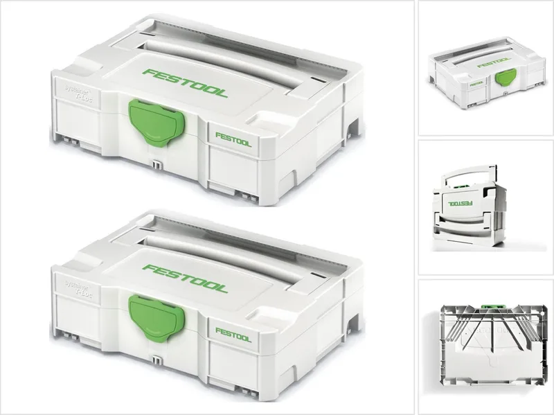 2 x Systainer T-LOC SYS 1 TL gereedschapskoffer koppelbaar ( 497563 von Festool, Hellgrau – Produktbild